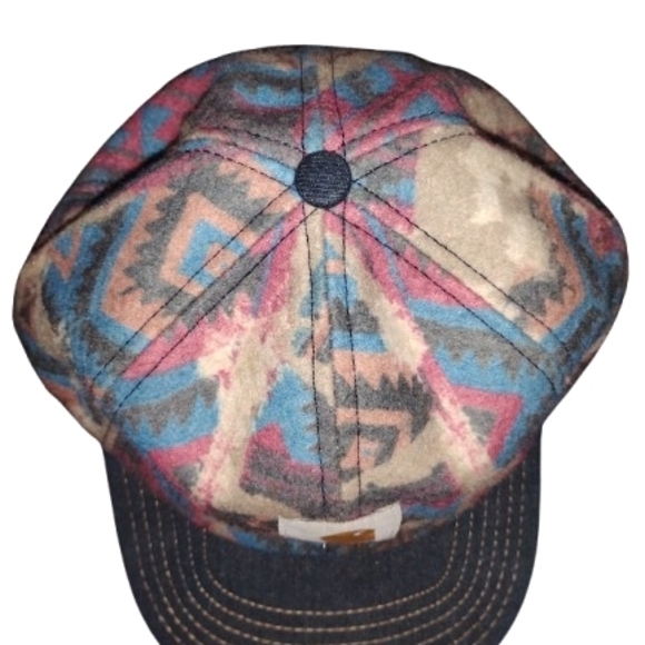 Vintage Carhartt Aztec Blanket Pattern SnapBack Hat Made In USA OSFM - Picture 5 of 9